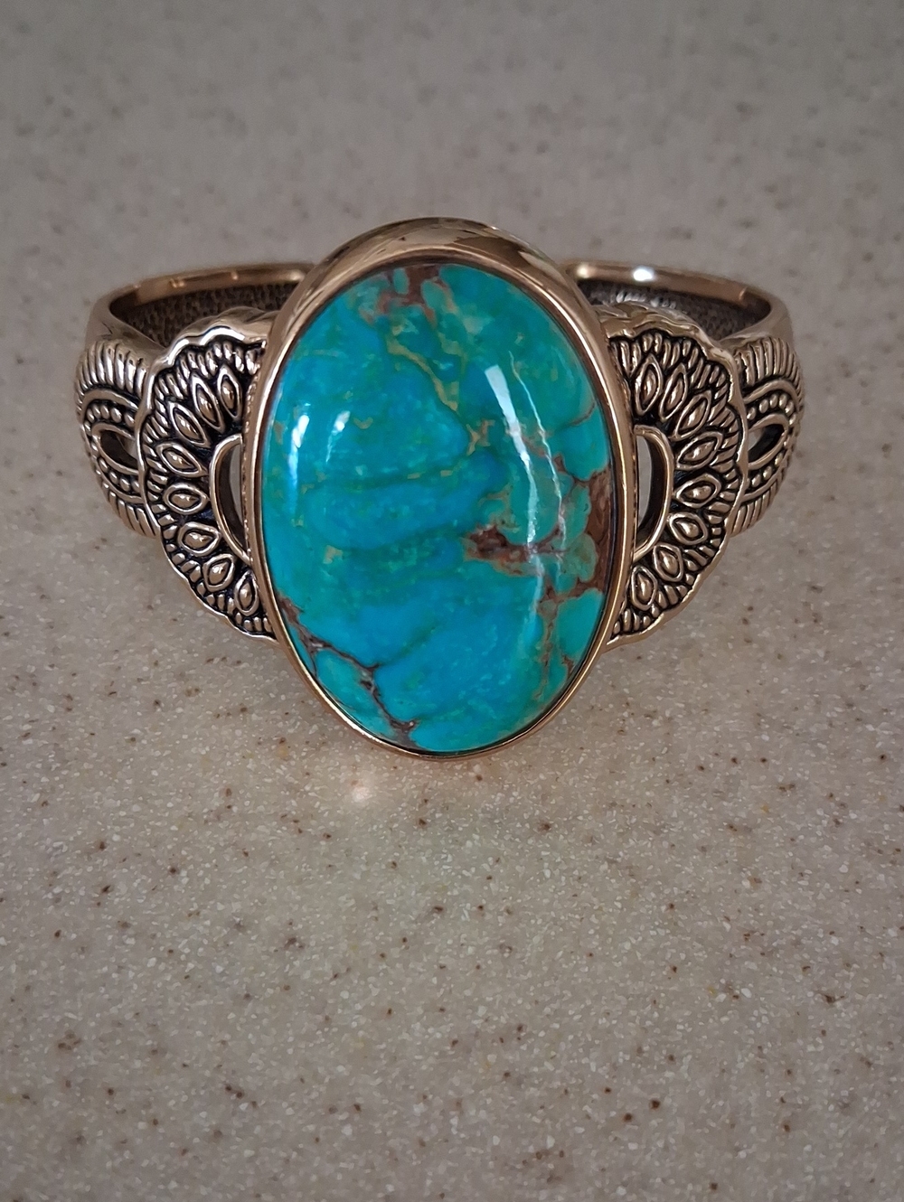 NEW! Studio Barse Turquoise Oval Stone Ring with Gold Filigree